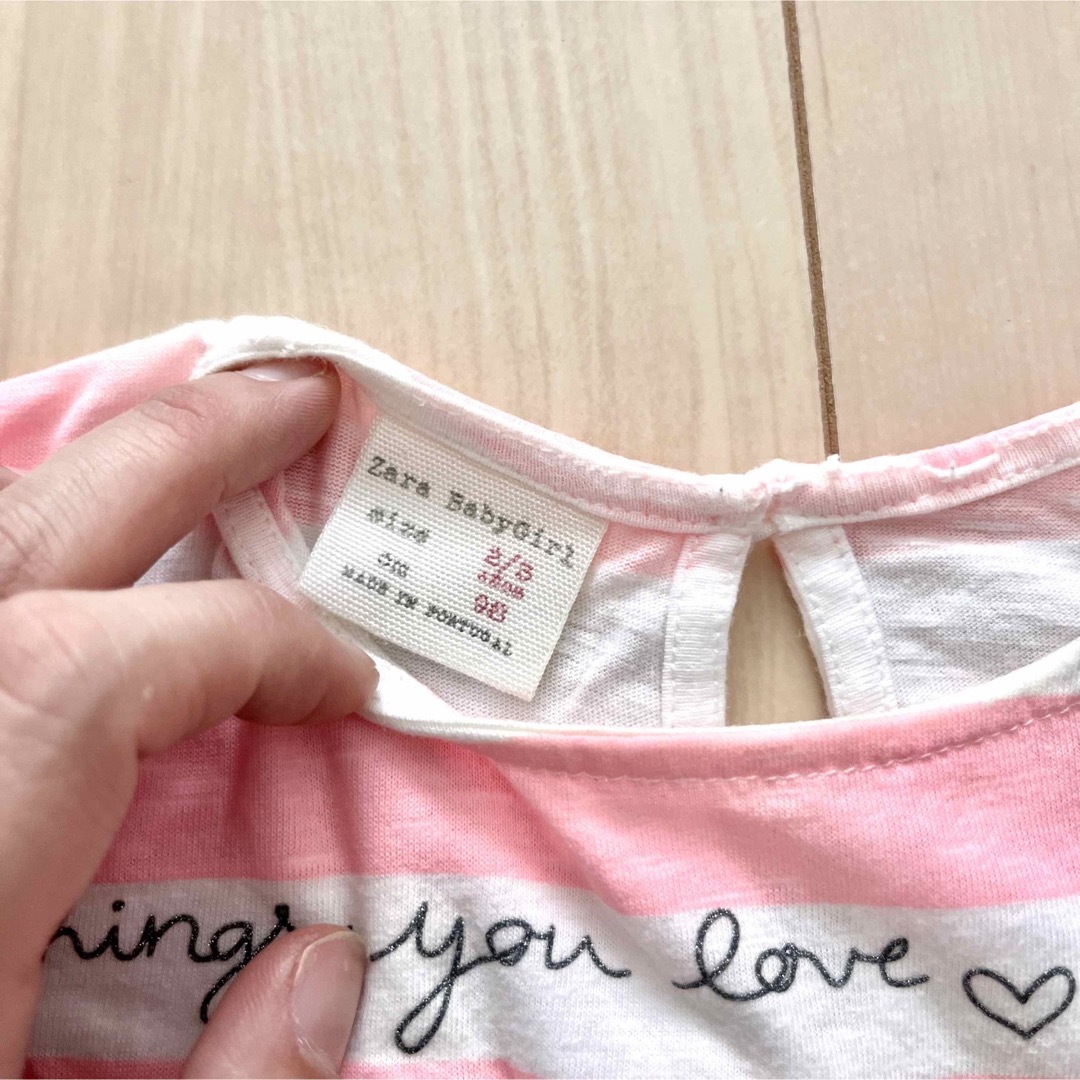 新品 zara babygirl Tシャツ 90 100 キッズ/ベビー/マタニティのキッズ服女の子用(90cm~)(Tシャツ/カットソー)の商品写真