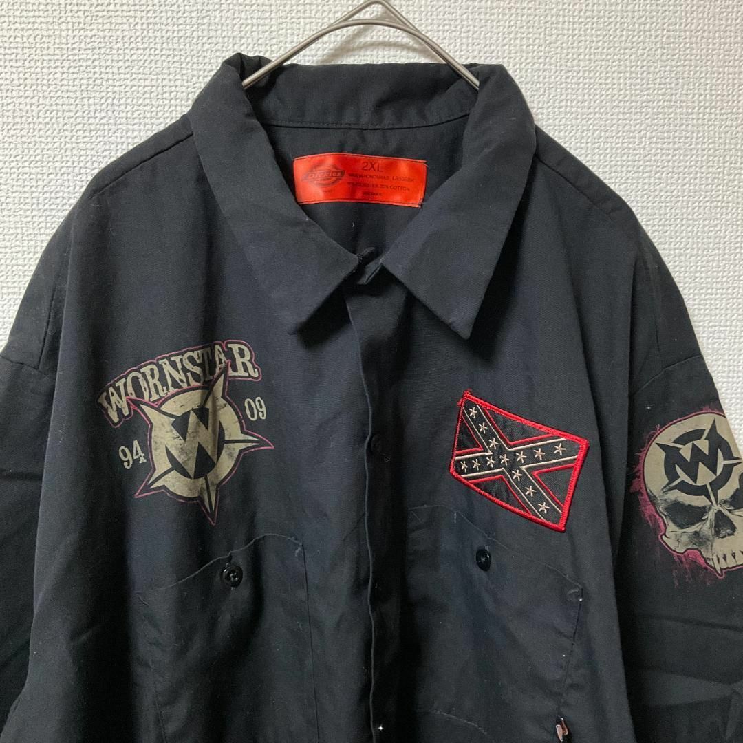 Dickies(ディッキーズ)の90s 古着 Dickies ワークシャツ 2XL 両面プリント ゆるだぼ メンズのトップス(Tシャツ/カットソー(半袖/袖なし))の商品写真