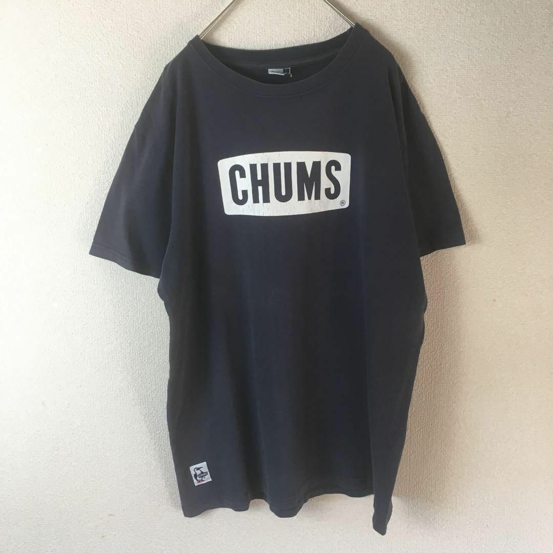 CHUMS(チャムス)のH2 チャムス　Tシャツ 半袖　ブランドロゴ　Ｌメンズ コットン　ネイビー メンズのトップス(Tシャツ/カットソー(半袖/袖なし))の商品写真