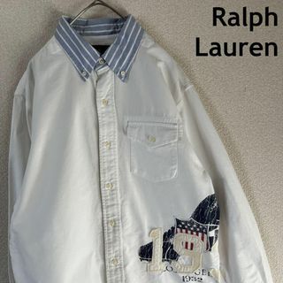 ラルフローレン(Ralph Lauren)のL2 ラルフローレン　長袖シャツ　襟切替　Ｌメンズ 刺繍(Tシャツ/カットソー(七分/長袖))