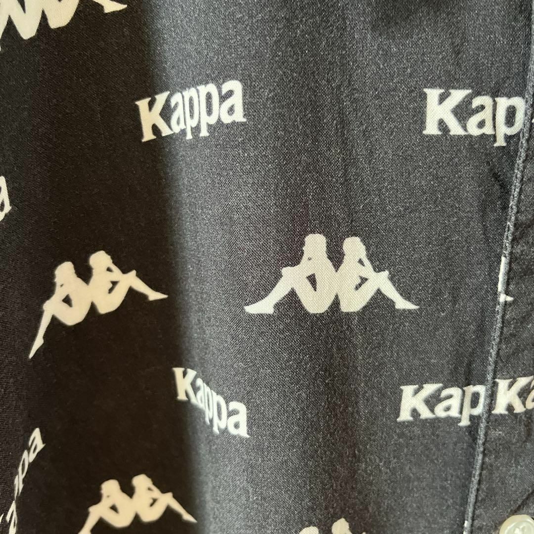 Kappa(カッパ)のO3 カッパ　ブランドパターン柄シャツ　半袖　オープンカラー　Mメンズ 黒 メンズのトップス(Tシャツ/カットソー(半袖/袖なし))の商品写真
