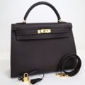 【HERMES】エルメス ケリー32 ハンドバッグ 外縫い エベーヌ×ゴールド金具 アルデンヌ □M刻 2009年/kt10447md