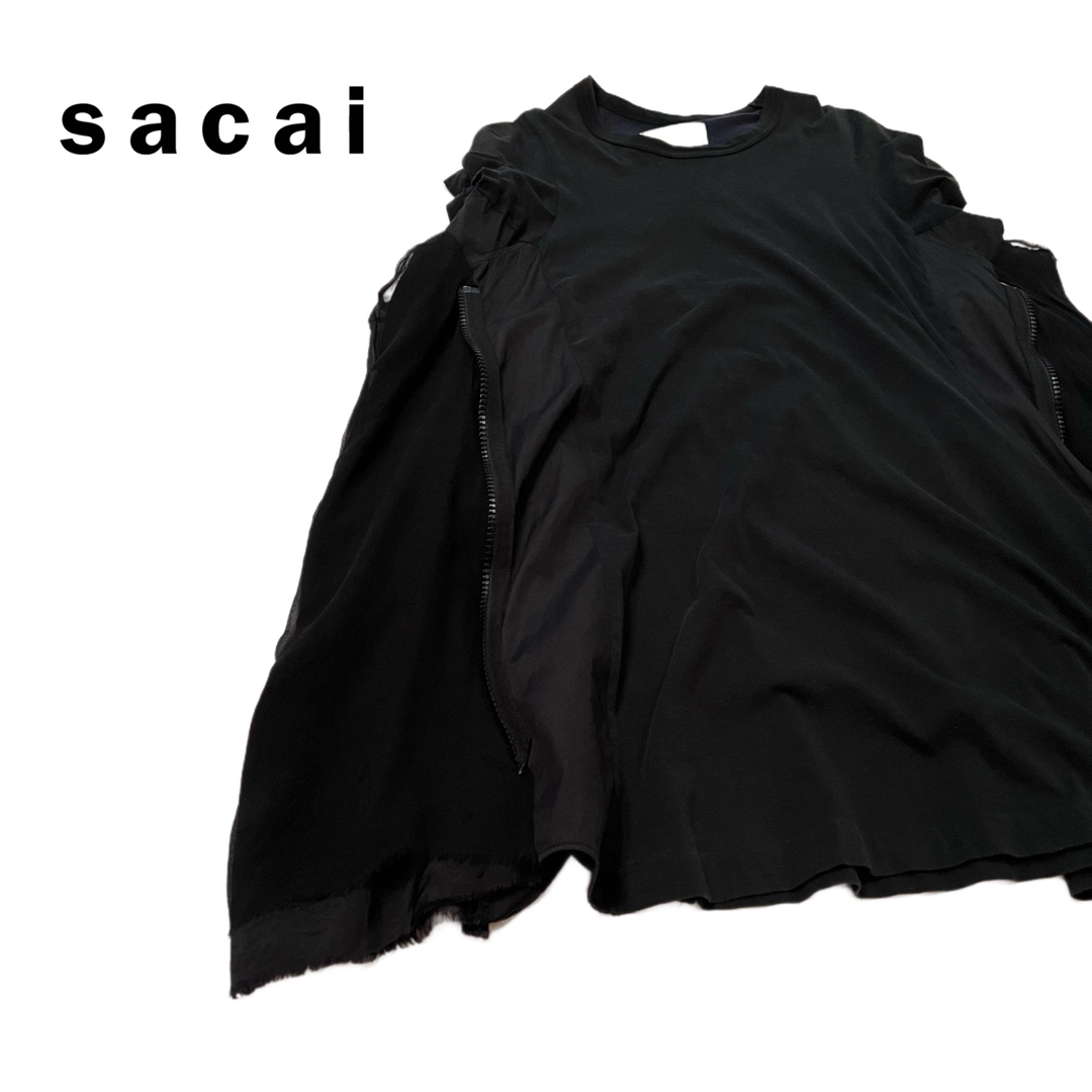 sacai(サカイ)の希少★sacai サカイ リメイクデザイン 切り替えノースリーブ カットソー メンズのトップス(Tシャツ/カットソー(半袖/袖なし))の商品写真