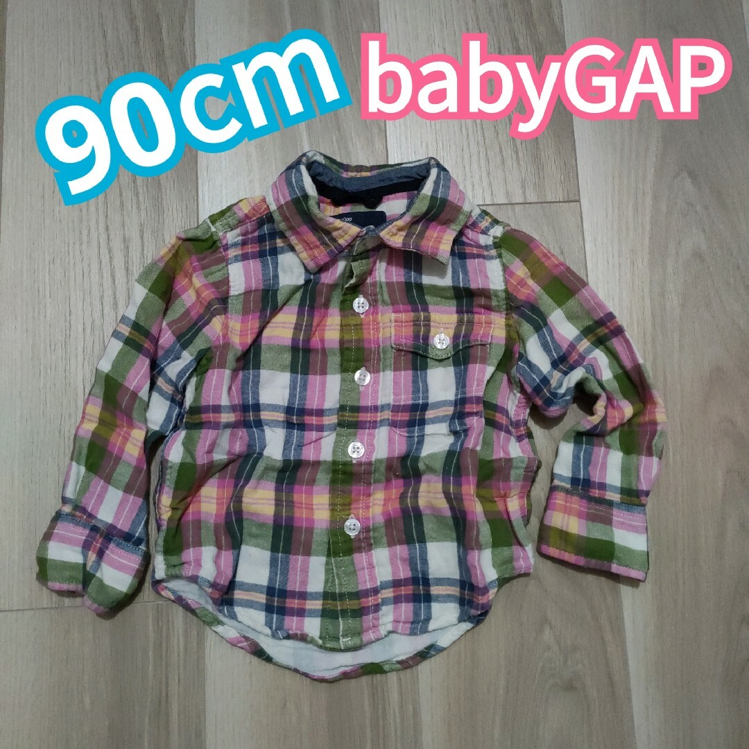 ベビーギャップ 子供 長袖チェック柄シャツ 90cm キッズ/ベビー/マタニティのキッズ服男の子用(90cm~)(ブラウス)の商品写真