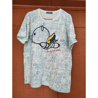 サイズＦ　ドラッグストアーズ　総柄Tシャツ　水色系