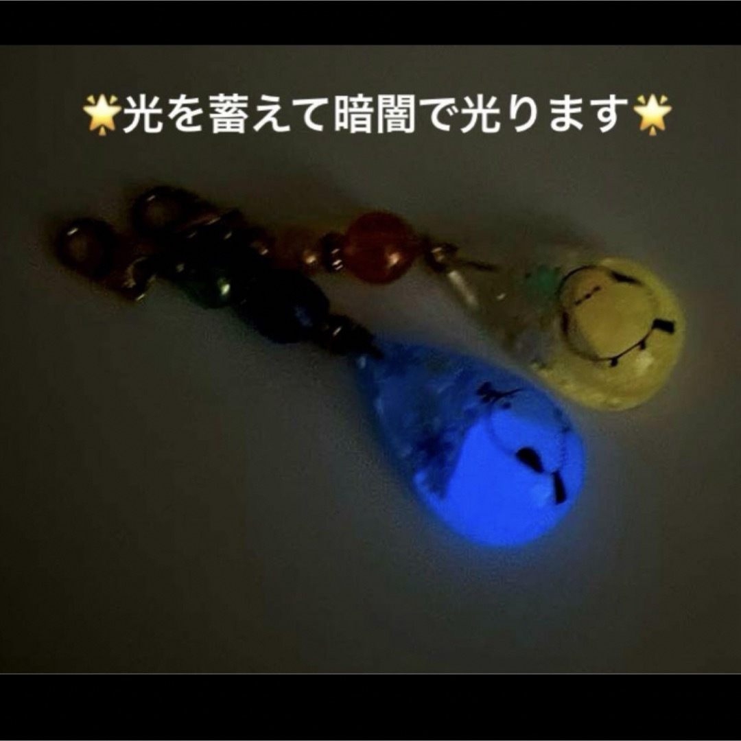 限定1　光を蓄えて暗闇で光る　レジン　シマエナガ　チャーム　キーホルダー　ペア割 ハンドメイドのアクセサリー(チャーム)の商品写真