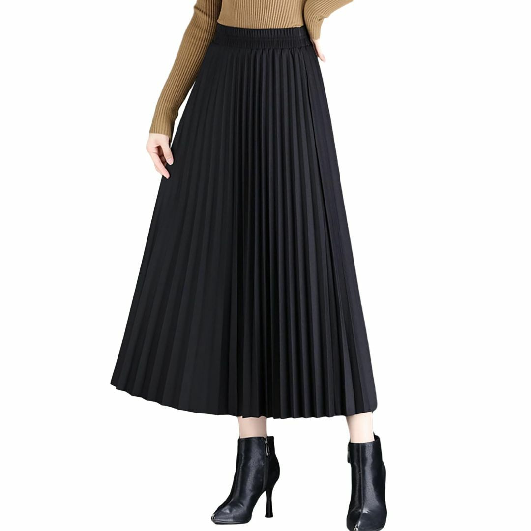 【色: ブラック】[Tiernyueth] スカート レディース 大人 無地 ロ レディースのファッション小物(その他)の商品写真