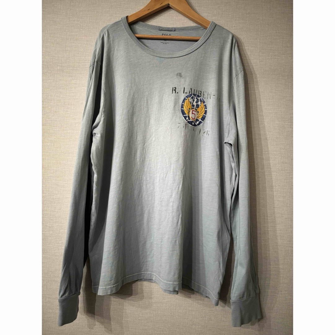 POLO RALPH LAUREN(ポロラルフローレン)の【レア】ポロラルフローレン　ブルーグレーヴィンテージ加工長袖Tシャツ メンズのトップス(Tシャツ/カットソー(七分/長袖))の商品写真