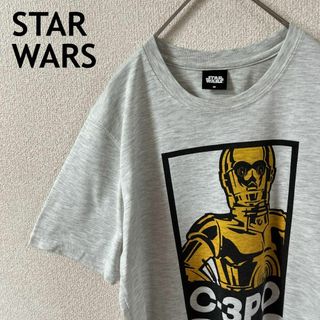 Q1 スターウォーズ　tシャツ 半袖　C3PO 灰　Mレディース(Tシャツ(半袖/袖なし))