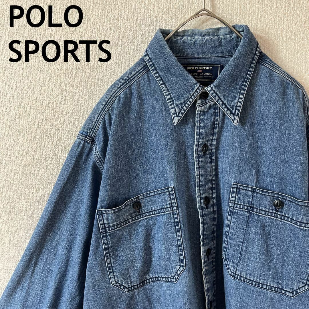 Ralph Lauren(ラルフローレン)のV3ラルフローレンPoloSport デニムシャツ　長袖　ゆったりMメンズ メンズのトップス(Tシャツ/カットソー(七分/長袖))の商品写真