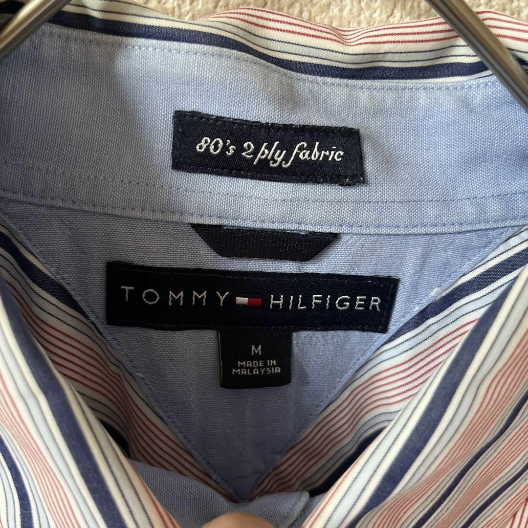 TOMMY HILFIGER(トミーヒルフィガー)のV3トミーヒルフィガー　ストライプシャツ　半袖　ゆったりMメンズ　ピンク系 メンズのトップス(Tシャツ/カットソー(半袖/袖なし))の商品写真