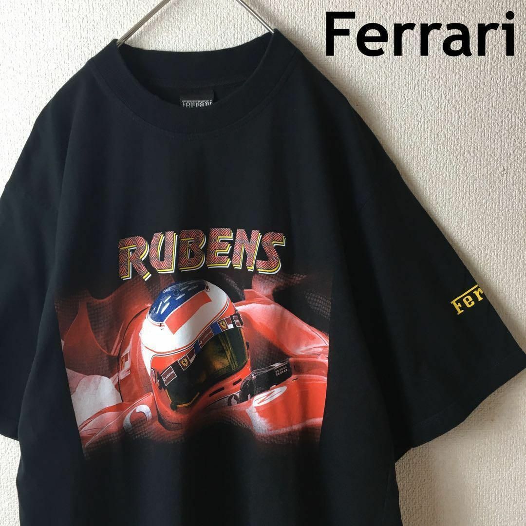 Z1 フェラーリ　ルーベンス　バリチェロ　半袖　Tシャツ　黒　フリーサイズM程度 メンズのトップス(Tシャツ/カットソー(半袖/袖なし))の商品写真