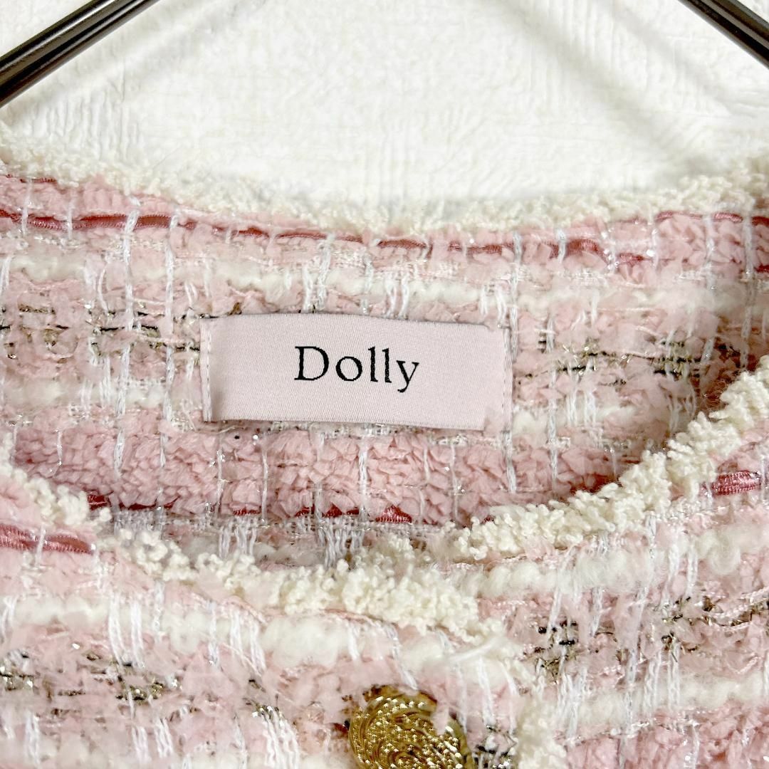 Dolly ピンク ツイード ノースリーブ ミニ ワンピース レディースのワンピース(ミニワンピース)の商品写真