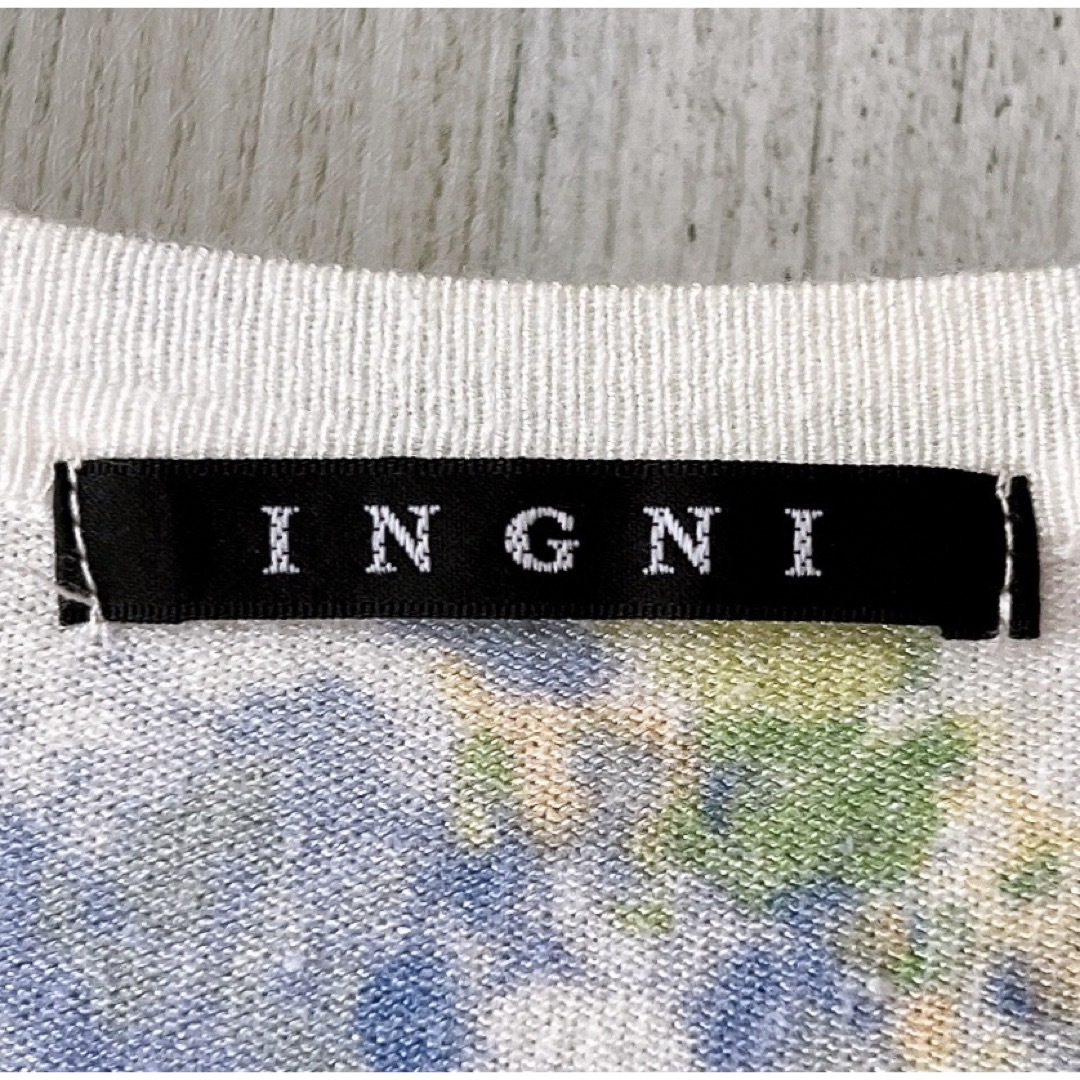 INGNI(イング)のINGNI  イング【美品】春夏カーディガン　Mサイズ　花柄　上品　７分袖 レディースのトップス(カーディガン)の商品写真