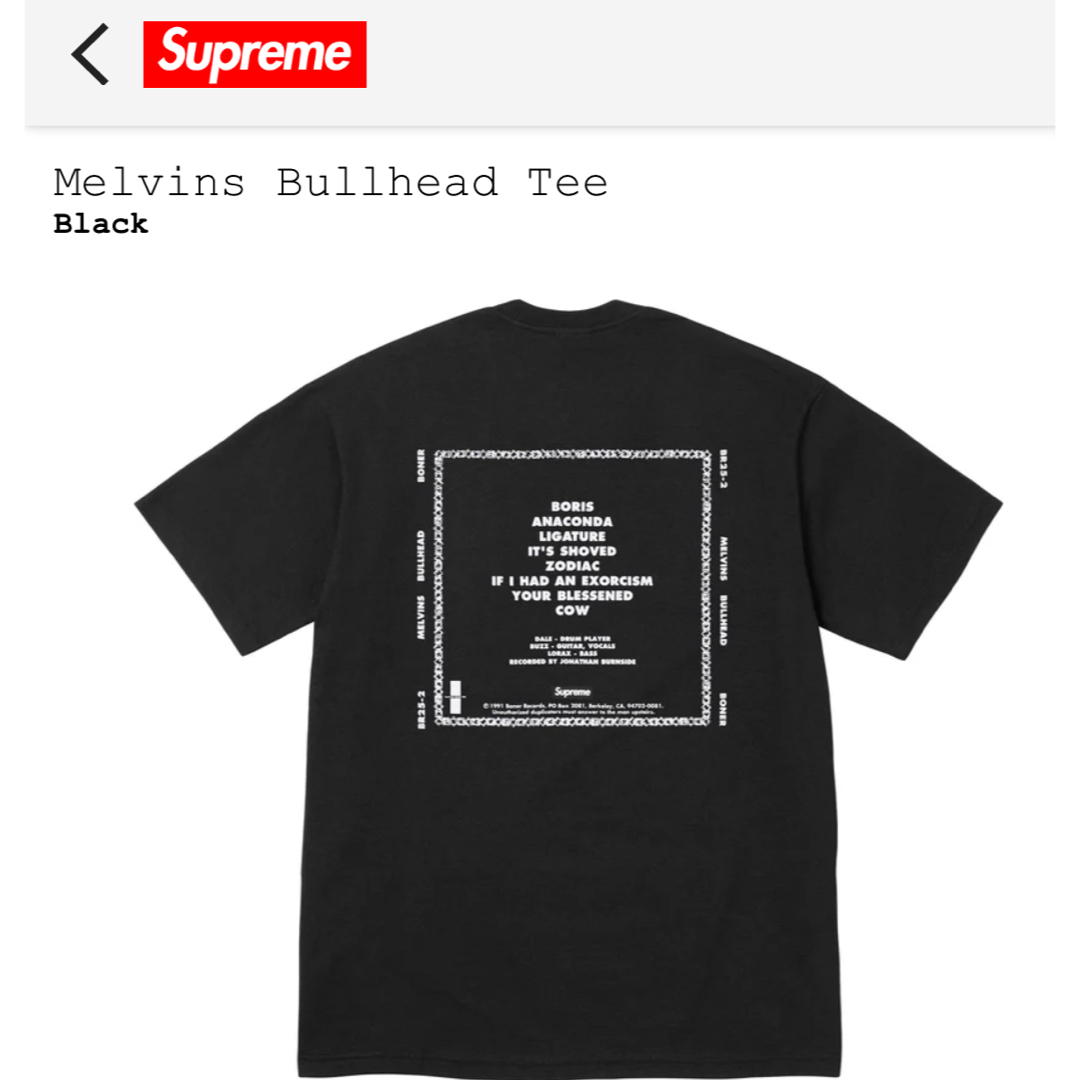 Supreme(シュプリーム)の新品supreme24ss Melvins Bullhead Tee正規品  メンズのトップス(Tシャツ/カットソー(半袖/袖なし))の商品写真