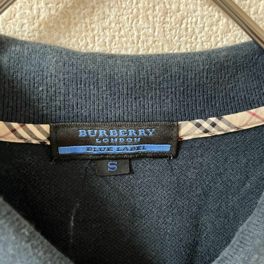 BURBERRY BLUE LABEL(バーバリーブルーレーベル)のK2 バーバリーブルーレーベル　ポロシャツ　半袖　鹿の子　黒系　コットンSメンズ メンズのトップス(ポロシャツ)の商品写真