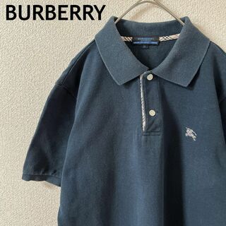 バーバリーブルーレーベル(BURBERRY BLUE LABEL)のK2 バーバリーブルーレーベル　ポロシャツ　半袖　鹿の子　黒系　コットンSメンズ(ポロシャツ)