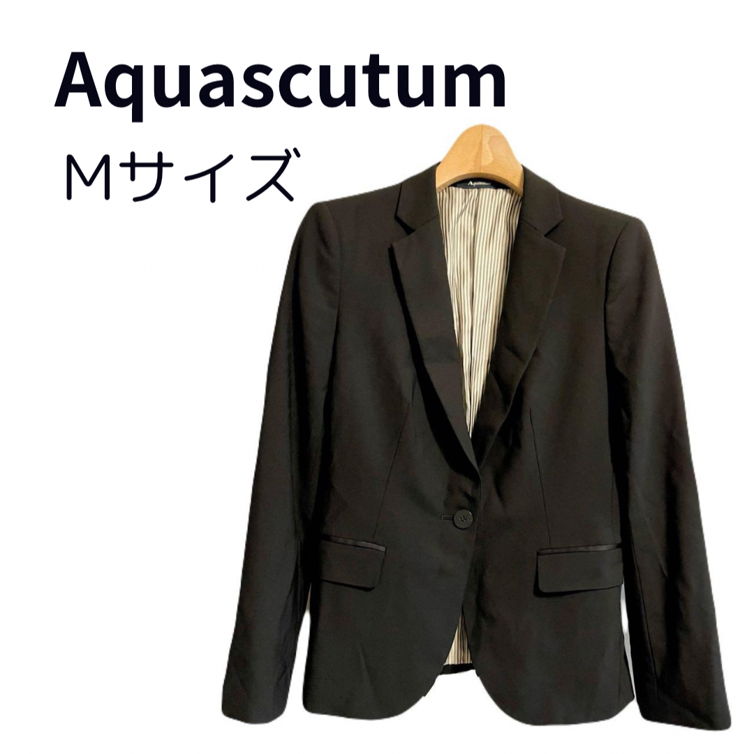 AQUA SCUTUM(アクアスキュータム)の美品 アクアスキュータム ジャケット 上品 M ブラック きれいめ 日本製 レディースのジャケット/アウター(テーラードジャケット)の商品写真