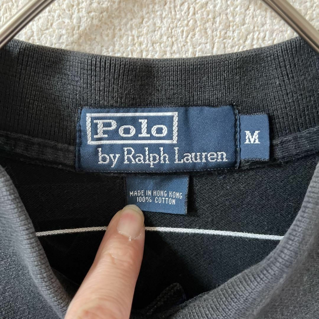 POLO RALPH LAUREN(ポロラルフローレン)のK2 ラルフローレン　ボーダーポロシャツ　半袖　鹿子　90s 黒系 メンズのトップス(ポロシャツ)の商品写真