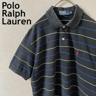 ポロラルフローレン(POLO RALPH LAUREN)のK2 ラルフローレン　ボーダーポロシャツ　半袖　鹿子　90s 黒系(ポロシャツ)