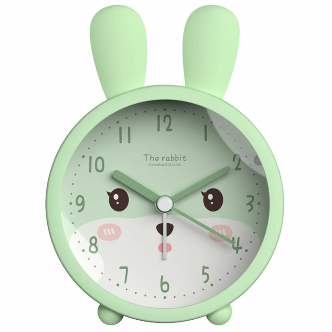 【色: グリーン】Ikiretmua ウサギ模様 目覚まし時計 子供用 子供 置 インテリア/住まい/日用品のインテリア小物(置時計)の商品写真