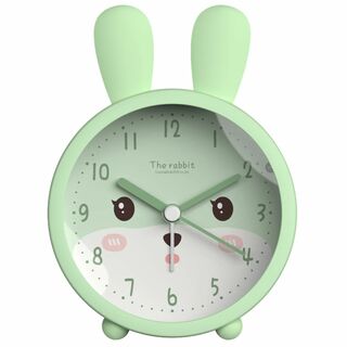【色: グリーン】Ikiretmua ウサギ模様 目覚まし時計 子供用 子供 置(置時計)