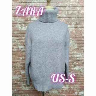 ザラ(ZARA)のZARA ザラ アルパカ混じり タートルネックセーター ピンク US-S(ニット/セーター)