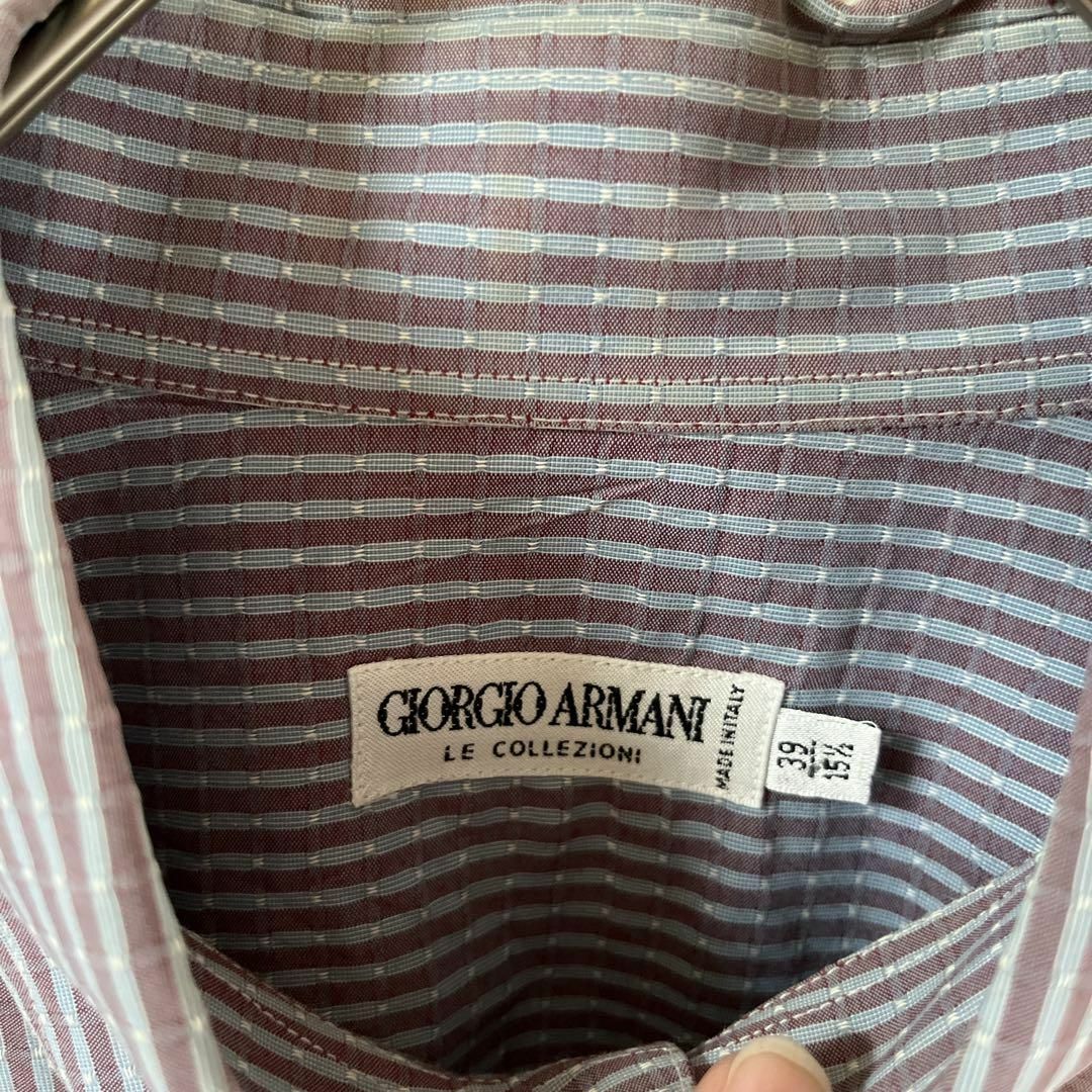 Giorgio Armani(ジョルジオアルマーニ)のN2ジョルジオアルマーニストライプシャツ長袖イタリア製39 15 1/2Mメンズ メンズのトップス(Tシャツ/カットソー(七分/長袖))の商品写真