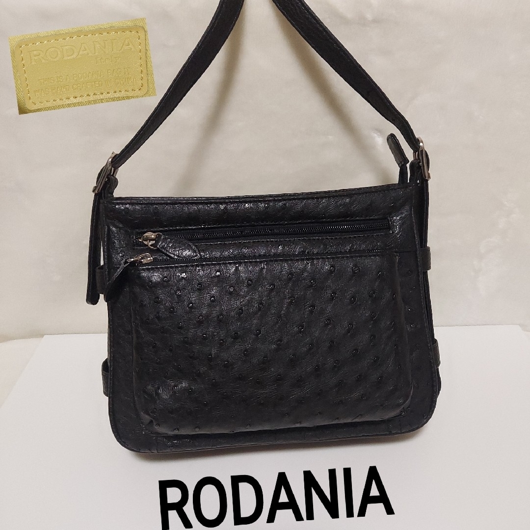 RODANIA(ロダニア)の(新品)RODANIA ショルダーバッグ オーストリッチ レザー ブラック レディースのバッグ(ショルダーバッグ)の商品写真
