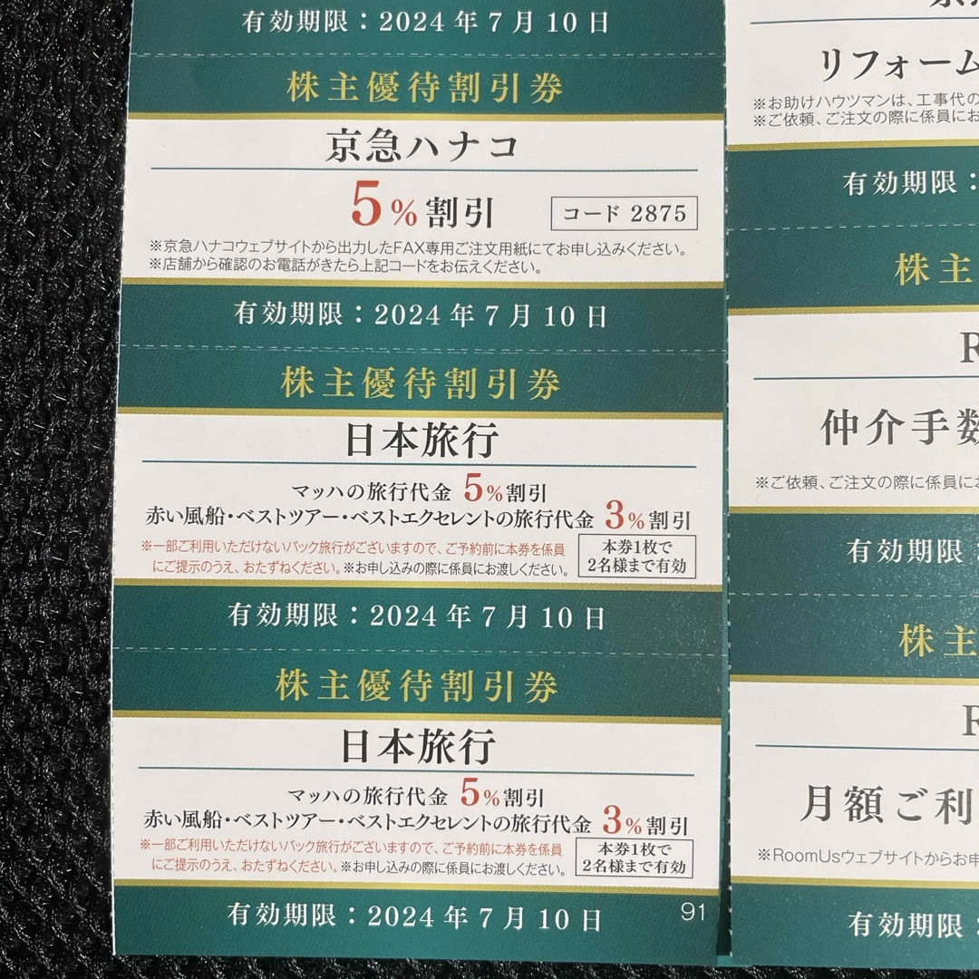 【匿名配送】京急　株主優待乗車券4枚＋おまけ チケットの乗車券/交通券(鉄道乗車券)の商品写真