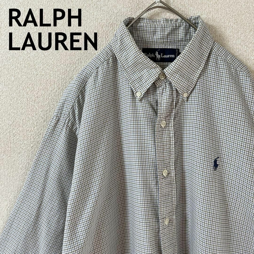 Ralph Lauren(ラルフローレン)のN2 ラルフローレン　チェックシャツ　グラフィック　長袖　ゆったりＬメンズ　白 メンズのトップス(Tシャツ/カットソー(七分/長袖))の商品写真