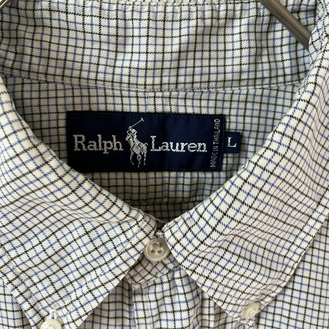 Ralph Lauren(ラルフローレン)のN2 ラルフローレン　チェックシャツ　グラフィック　長袖　ゆったりＬメンズ　白 メンズのトップス(Tシャツ/カットソー(七分/長袖))の商品写真