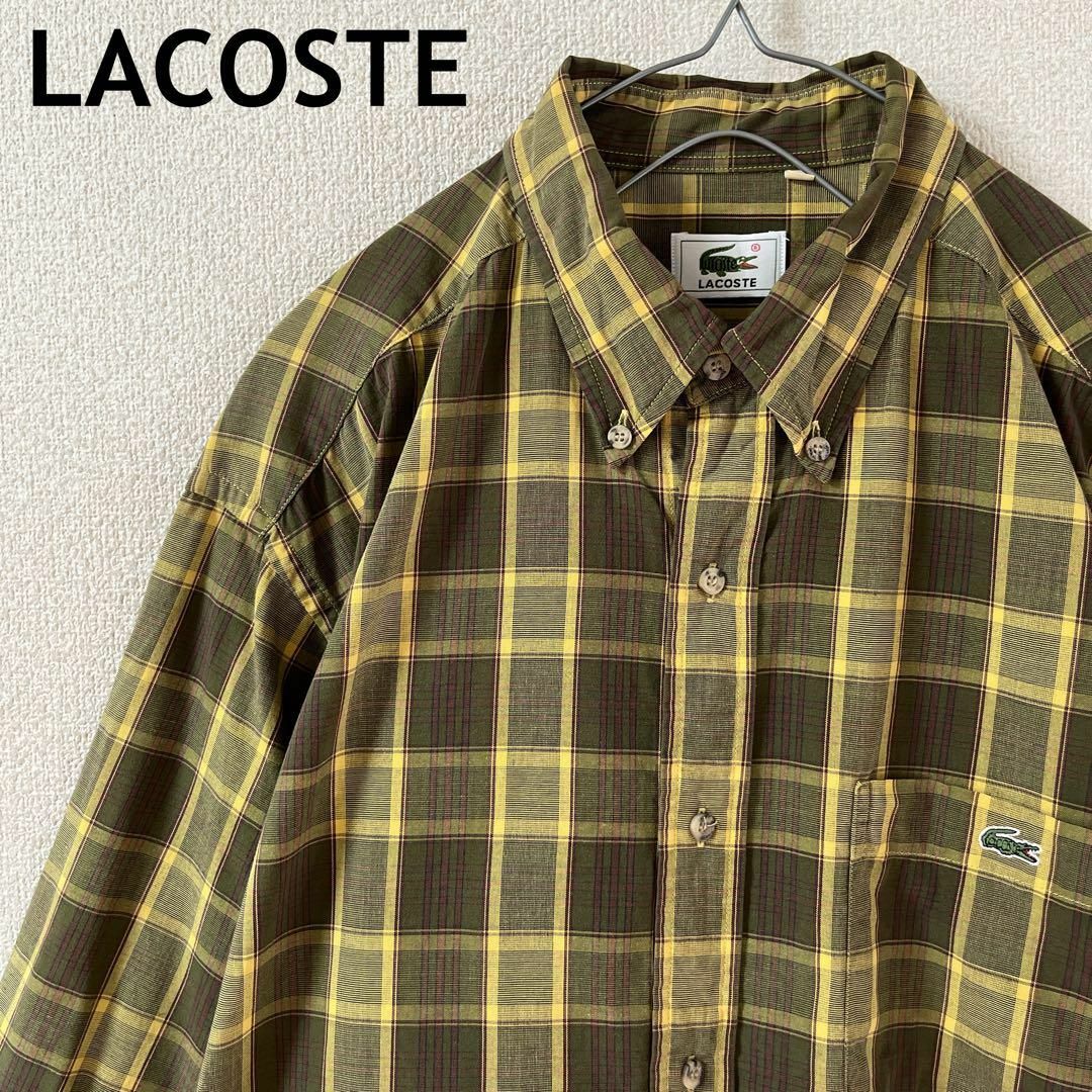 LACOSTE(ラコステ)のN2ラコステ　チェックシャツ　長袖　マスタードカラー薄手　サイズ4 Ｌメンズ相当 メンズのトップス(Tシャツ/カットソー(七分/長袖))の商品写真
