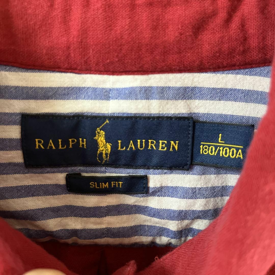 Ralph Lauren(ラルフローレン)のN2 ラルフローレン　コットンシャツ　長袖　無地　ゆったり　Ｌメンズ 赤 メンズのトップス(Tシャツ/カットソー(七分/長袖))の商品写真