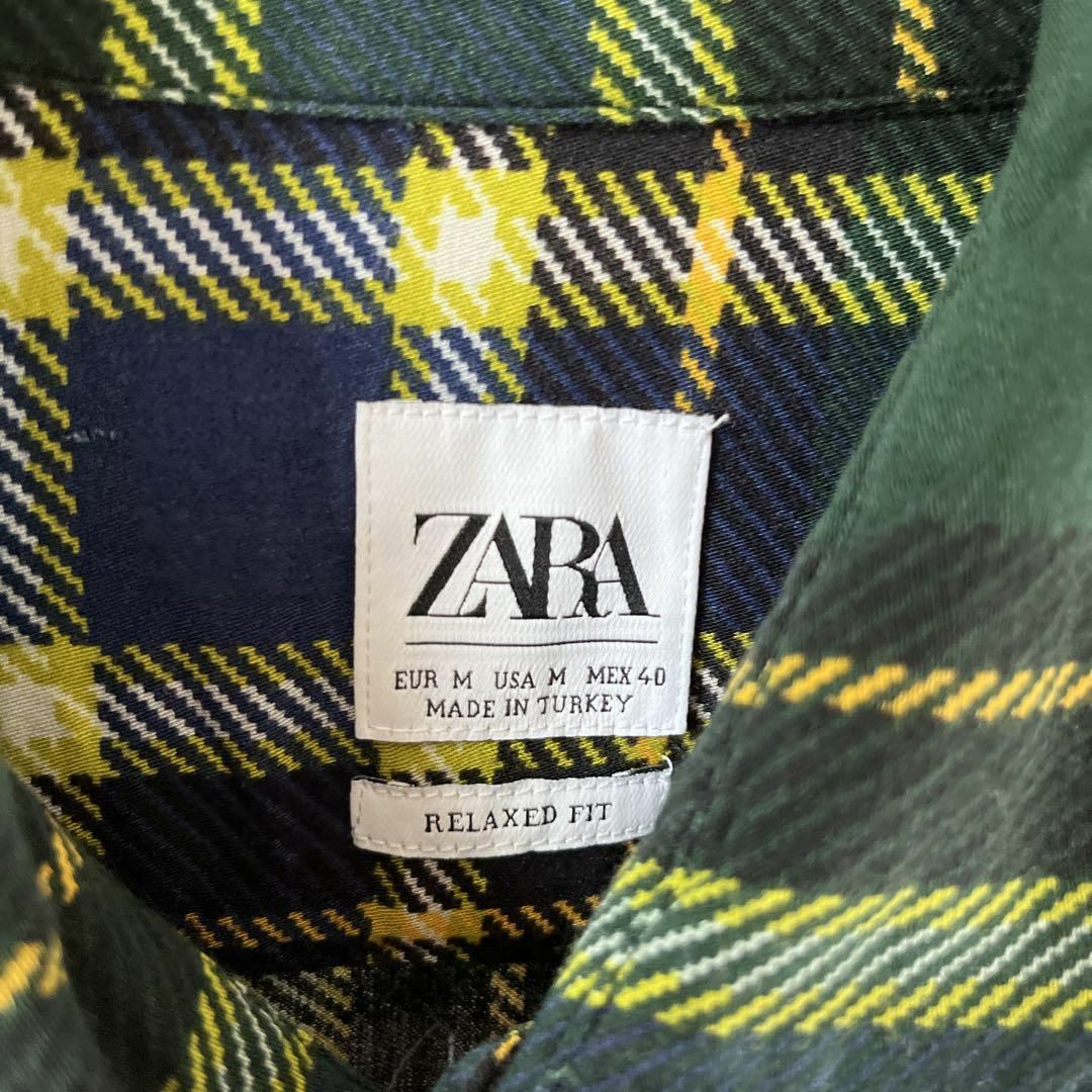 ZARA(ザラ)のN2 ZARA チェックシャツ　半袖　リラックスフィット　Mメンズ マルチカラー メンズのトップス(Tシャツ/カットソー(半袖/袖なし))の商品写真