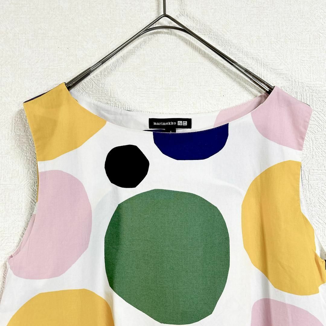 marimekko(マリメッコ)のマリメッコ  ユニクロ コラボ ワンピース ドット S ホワイト □ レディースのワンピース(ひざ丈ワンピース)の商品写真