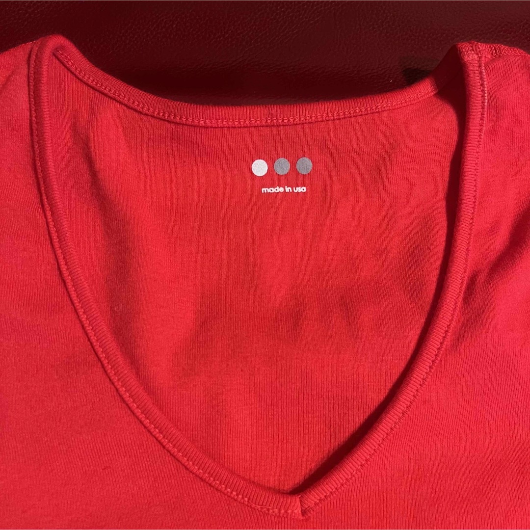 three dots(スリードッツ)のスリードッツ ●○● 七部袖 カットソー 赤 ❤️ SMALL 美品 レディースのトップス(Tシャツ(長袖/七分))の商品写真