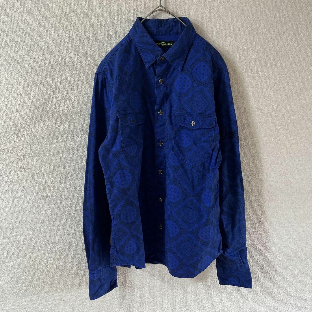877*7(BANANA SEVEN)(バナナセブン)のY1 デザインシャツ　長袖　スナップボタン　Sメンズ　ペイズリー柄シャツ メンズのトップス(Tシャツ/カットソー(七分/長袖))の商品写真