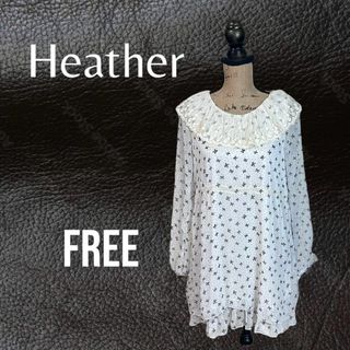 heather - 美品✨【Heather】ティアードワンピース　リボン柄　レース襟　リボン　F