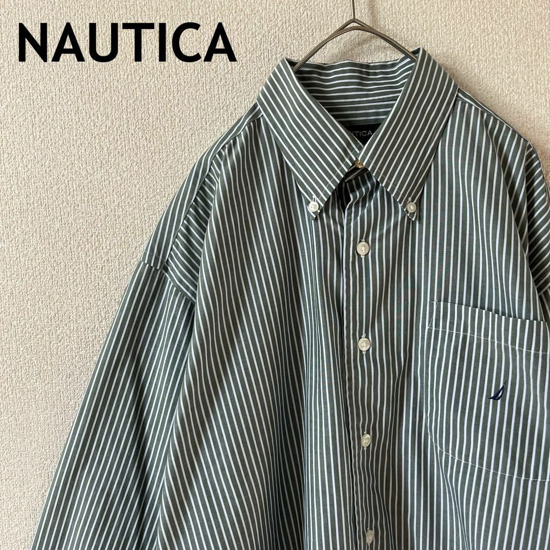 NAUTICA(ノーティカ)のY1 NAUTICA ストライプシャツ　長袖16 32/33 L〜XLメンズ相当 メンズのトップス(Tシャツ/カットソー(七分/長袖))の商品写真