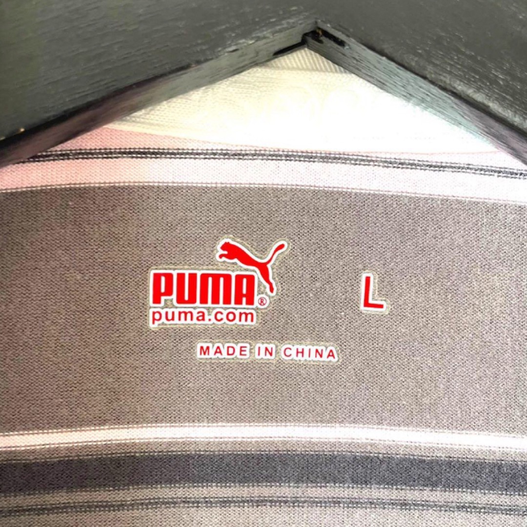 PUMA(プーマ)のプーマ ポロシャツ ロンＴ（L）茶色 ボーダー ピンク 襟 かわいい スポーツ レディースのトップス(ポロシャツ)の商品写真