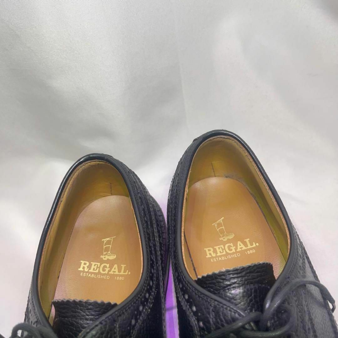 REGAL(リーガル)の超美品 REGAL ウイングチップ 外羽根式 シボ革 ブルブローグ 黒色 メンズの靴/シューズ(ドレス/ビジネス)の商品写真