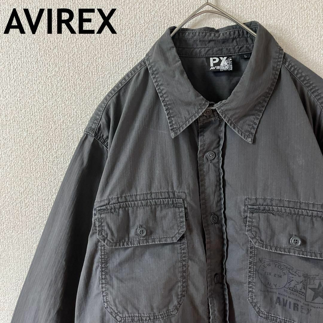 AVIREX(アヴィレックス)のV3アヴィレックス　ワークシャツ　ミリタリー系カジュアルシャツ　長袖　Ｌメンズ メンズのトップス(Tシャツ/カットソー(七分/長袖))の商品写真