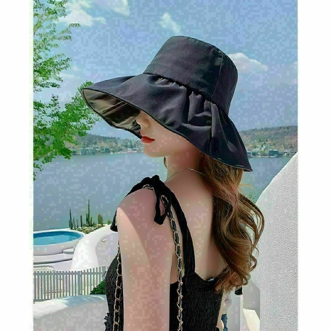 UV加工 帽子 つば広 バケハ 日除け 防止 美白 黒 UVカット 紫外線対策 レディースの帽子(ハット)の商品写真