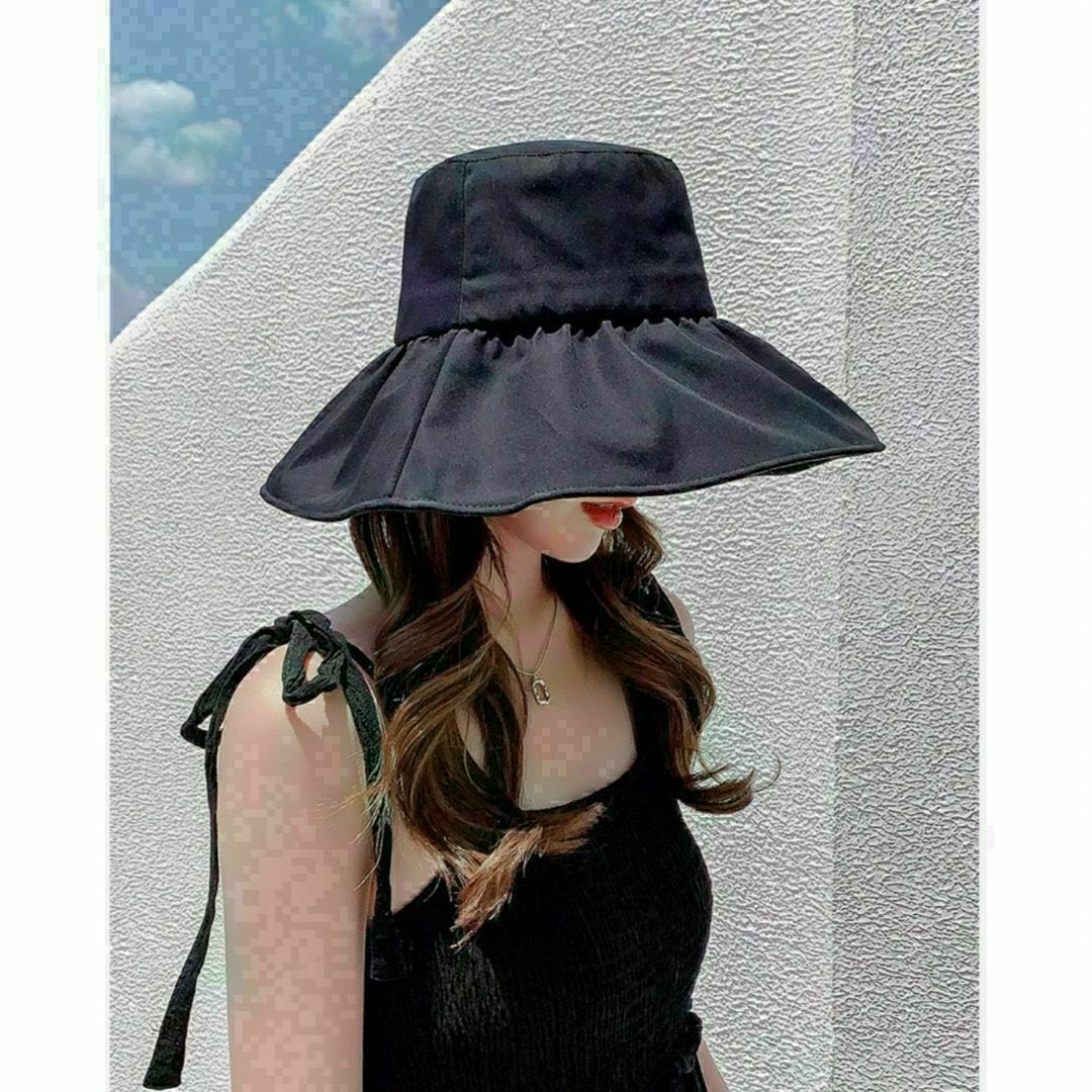 UV加工 帽子 つば広 バケハ 日除け 防止 美白 黒 UVカット 紫外線対策 レディースの帽子(ハット)の商品写真