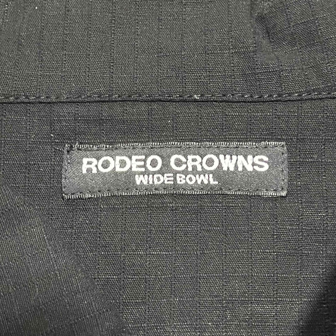 RODEO CROWNS WIDE BOWL(ロデオクラウンズワイドボウル)のRODEO CROWNS ロデオクラウンズ カバーオール 黒 Mサイズ ワッペン メンズのジャケット/アウター(カバーオール)の商品写真