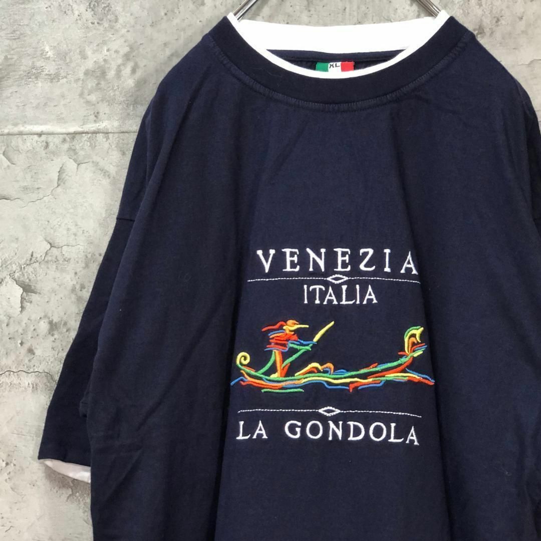 VENEZIA 刺繍 おしゃれ ゴンドラ オーバーサイズ Tシャツ メンズのトップス(Tシャツ/カットソー(半袖/袖なし))の商品写真