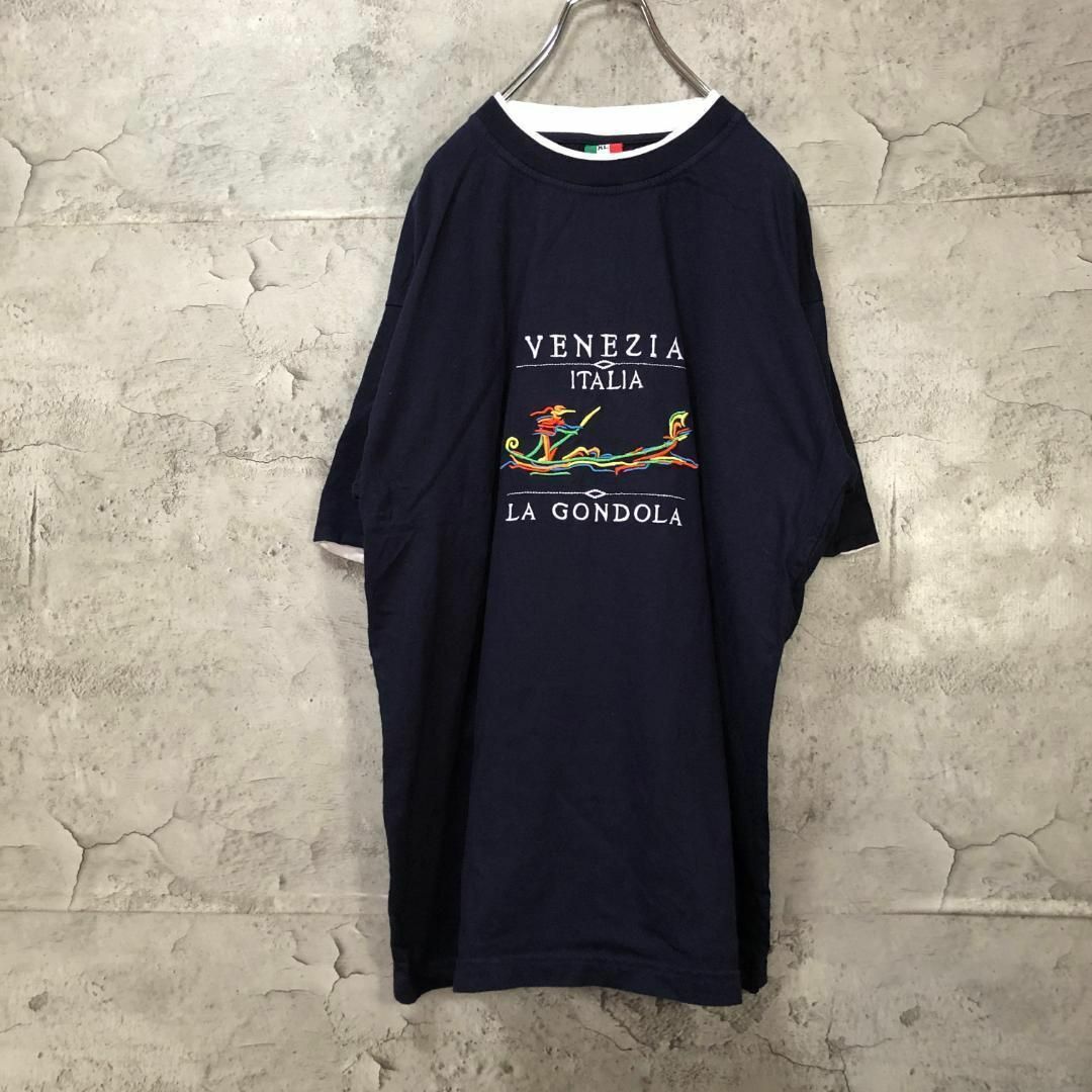 VENEZIA 刺繍 おしゃれ ゴンドラ オーバーサイズ Tシャツ メンズのトップス(Tシャツ/カットソー(半袖/袖なし))の商品写真