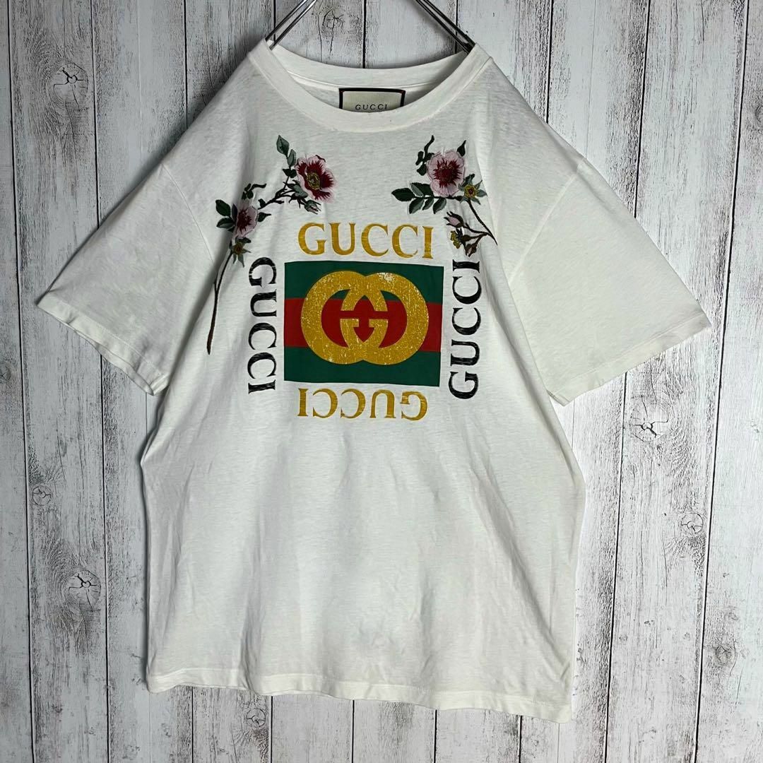 Gucci(グッチ)のグッチ GUCCI☆ビッグロゴ入りTシャツ 刺繍 花 フラワー ヴィンテージロゴ メンズのトップス(Tシャツ/カットソー(半袖/袖なし))の商品写真