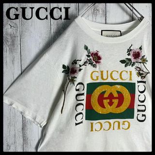 グッチ(Gucci)のグッチ GUCCI☆ビッグロゴ入りTシャツ 刺繍 花 フラワー ヴィンテージロゴ(Tシャツ/カットソー(半袖/袖なし))